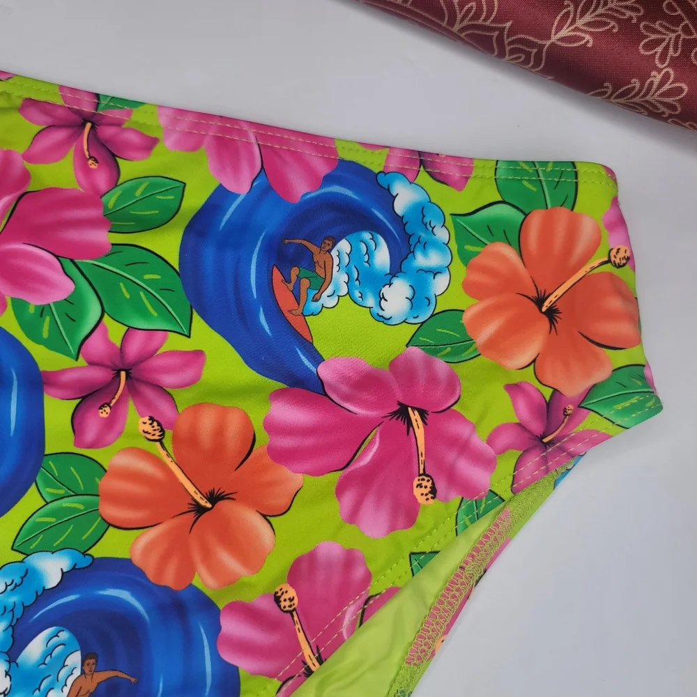 Frankies Bikinis Swimsuit Bottom Tropical Hibiscus Size Large NWOT